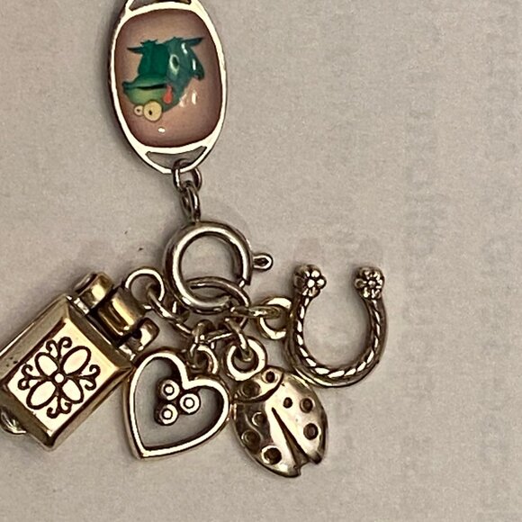 Authentic Brighton set of charms - heart, horseshoe, ladybug, locket, frog? EUC - Picture 1 of 7